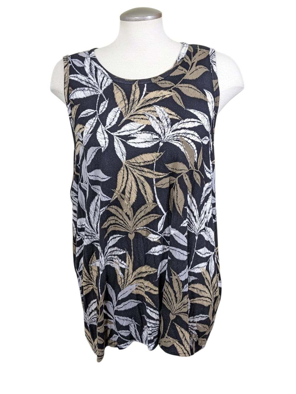 Old Navy Womens Casual Tank Top Plus 2XL Leaf Sleeveless Stretch Black Olive